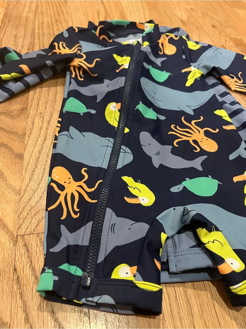 Carter's simplejoys Navy & Blue Striped & Ocean Print Swim Rompers - 2-Pack